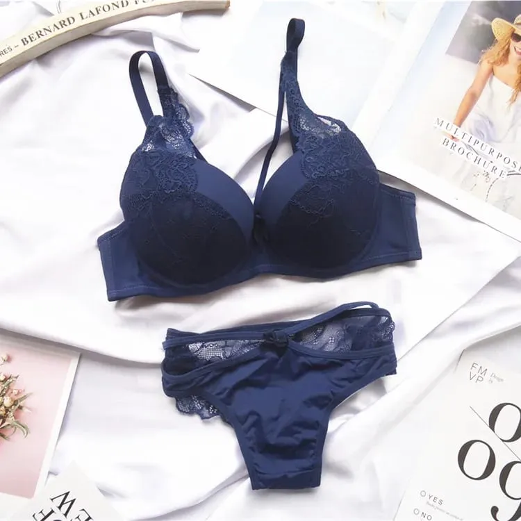 Lingerie Bra Underwear for Women Sexy Section Breathable Female Large Plus Size Lace Push Up Bralette Bra and Panty Set