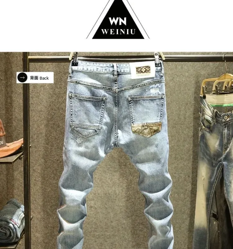 2024 Spring and Autumn New Fashion Trend Printed Stretch Jeans Men Casual Slim Comfortable Breathable High-Quality Jeans 28-36 — image 8