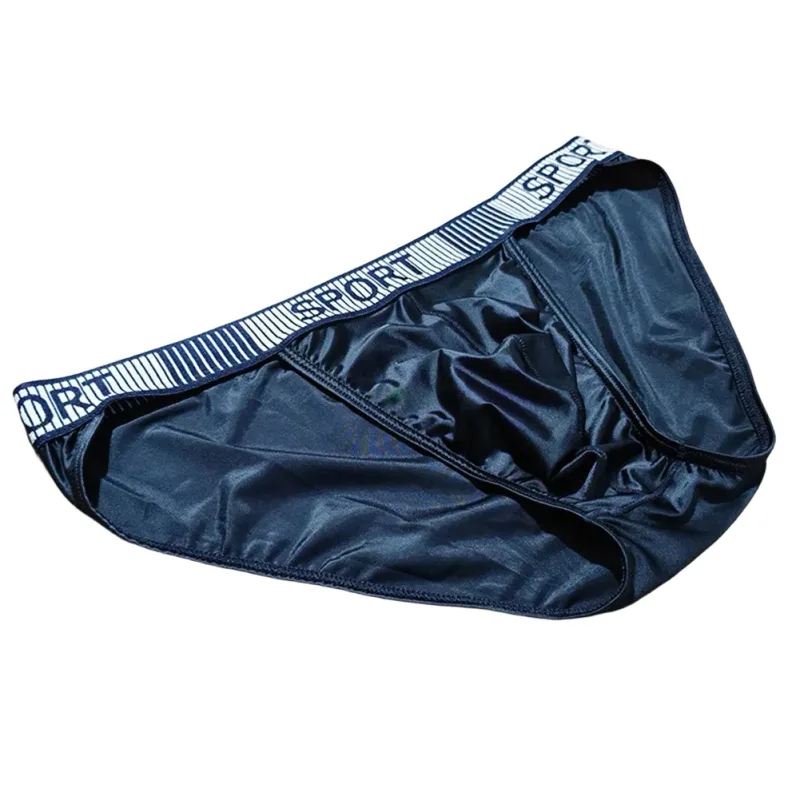 Men High Fork Briefs Mid Waist Elastic Breathable U Convex Underpants Ice Silk Men's Underwear Close Fitting Silky Shorts — image 5
