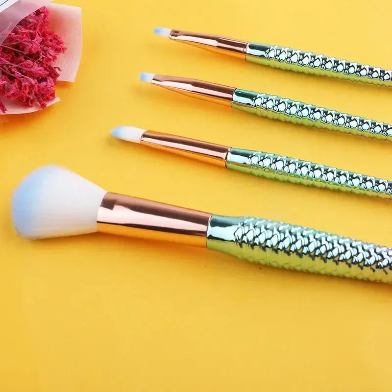 4pcs Professional Mermaid Makeup Brushes Set Eye Shadow Eyeliner High Quality Beauty Makeup Brush Tools Eyebrow Beauty Tools Kit — image 11
