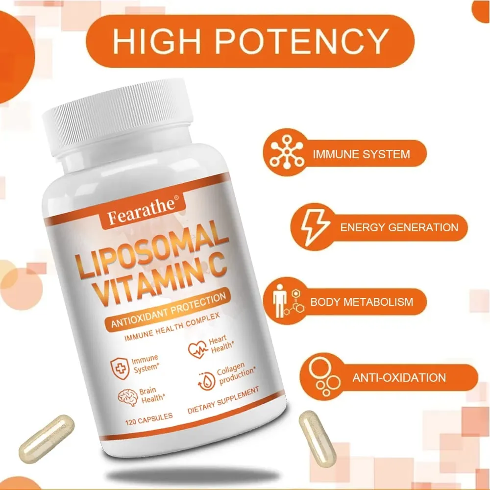Vitamin C Liposomal tự nhiên - Hệ thống miễn dịch & Tăng cường Collagen Hấp thụ cao Vitamin cho da Ăn chay thuần chay không biến đổi gen
