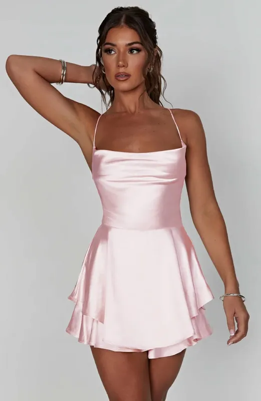 2024 Summer New Sexy Slim Fit and Slim Off Back Solid Color Suspended Dress and Pants — image 8