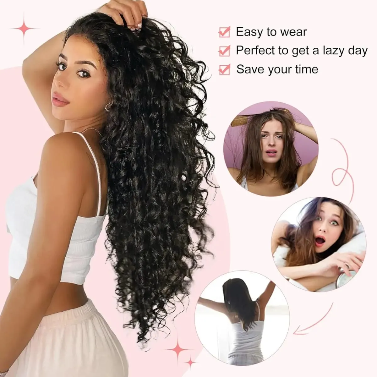 9PCS Clip in Hair Extensions 22 Inch Curly Hair Extension Long Soft Synthetic Hairpieces for Women — image 5