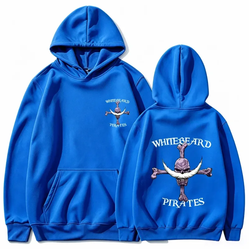Felpa con cappuccio One Piece Pirati di Barbabianca, Felpa pullover con stampa, Top con cappuccio streetwear grafico anime Barbabianca Jolly Roger — image 10