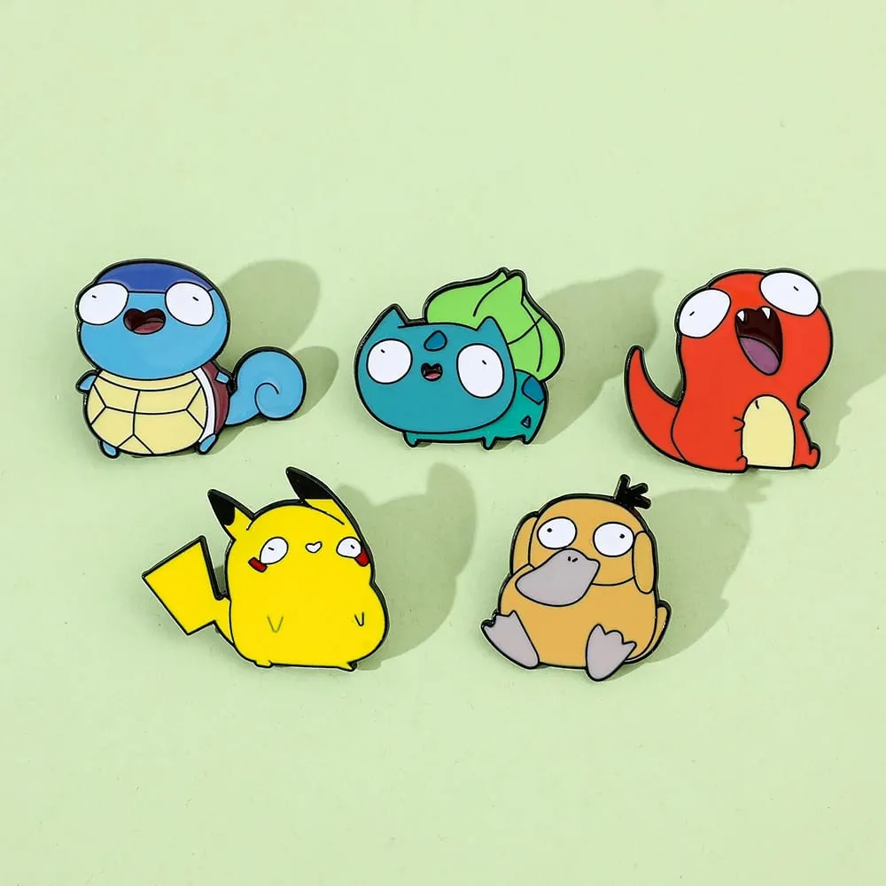 Anime Pokemon Enamel Pin Pikachu Bulbasaur Psyduck Squirtle Badge Brooch Denim Clothes bag Cute Animal kid Jewelry Gift toy — image 1
