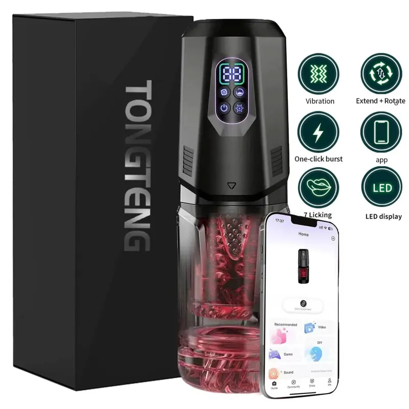 Voksenlegetøj Automatisk Masturbator Stroker med 7 stødende roterende 7 slikkende Vibrerende tilstande Håndfri Sex Machine Pocket Pussy — image 9