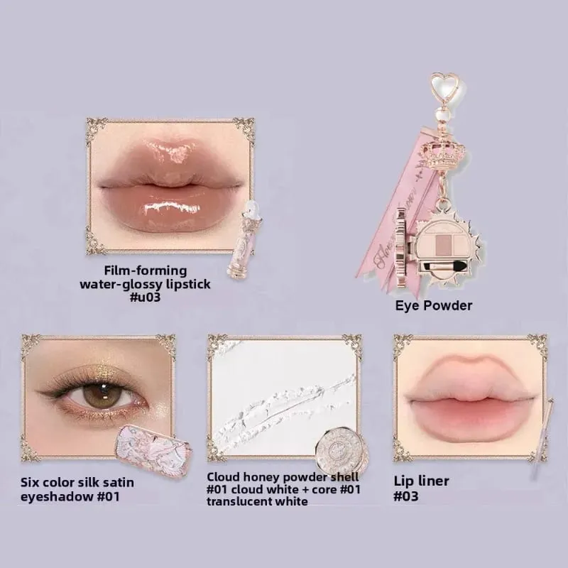 Flower Knows Shell Jewel Collection Professional Makeup Gift Set Eyeshadow Blush Lip Glaze Setting Powder Correcting Primer Kit