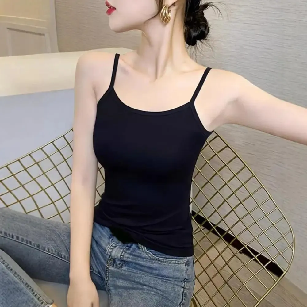 Women's Spaghetti Strap Tank Top Slim-Fit Camisole Sleeveless Scoop Neck Cami Shirts Summer Basic Undershirts