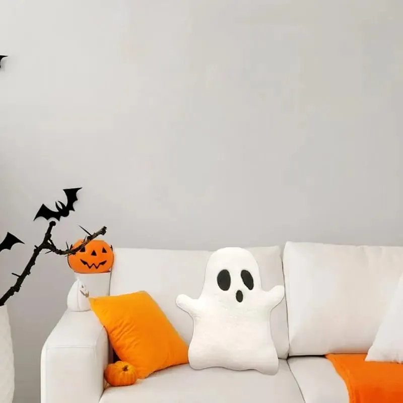 32cm Cute Halloween Pillow Stuffed Ghost Throw Pillow Soft Cartoon Ghost Doll Toy Stuffed Plushie Home Halloween Decorations