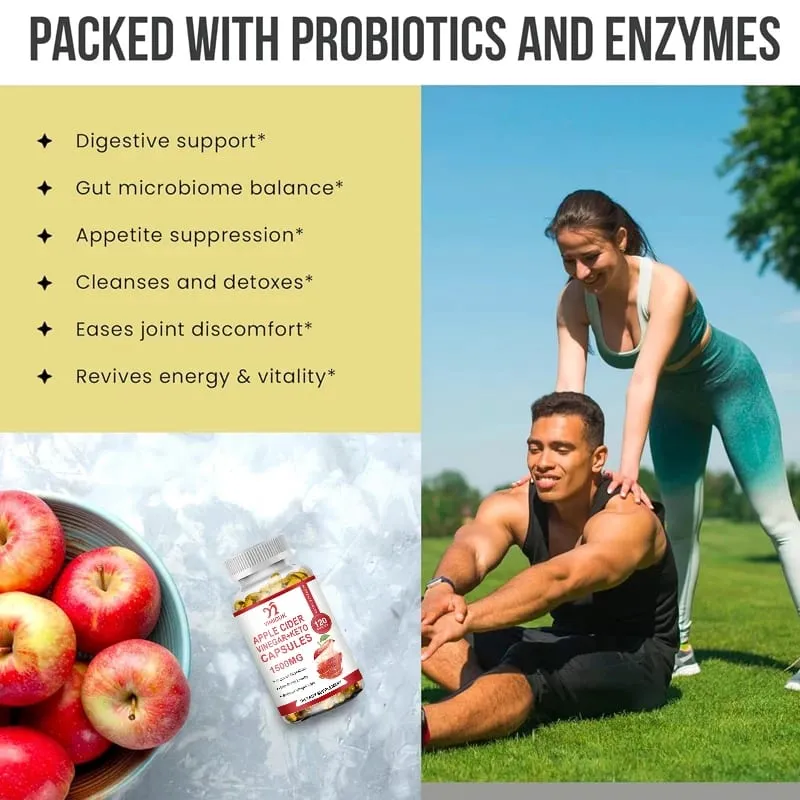 Apple Cider Vinegar Supplements with Mother - 1500 mg - ACV Capsules for Digestion Keto Cleansing and Balanced Nutrition — image 2