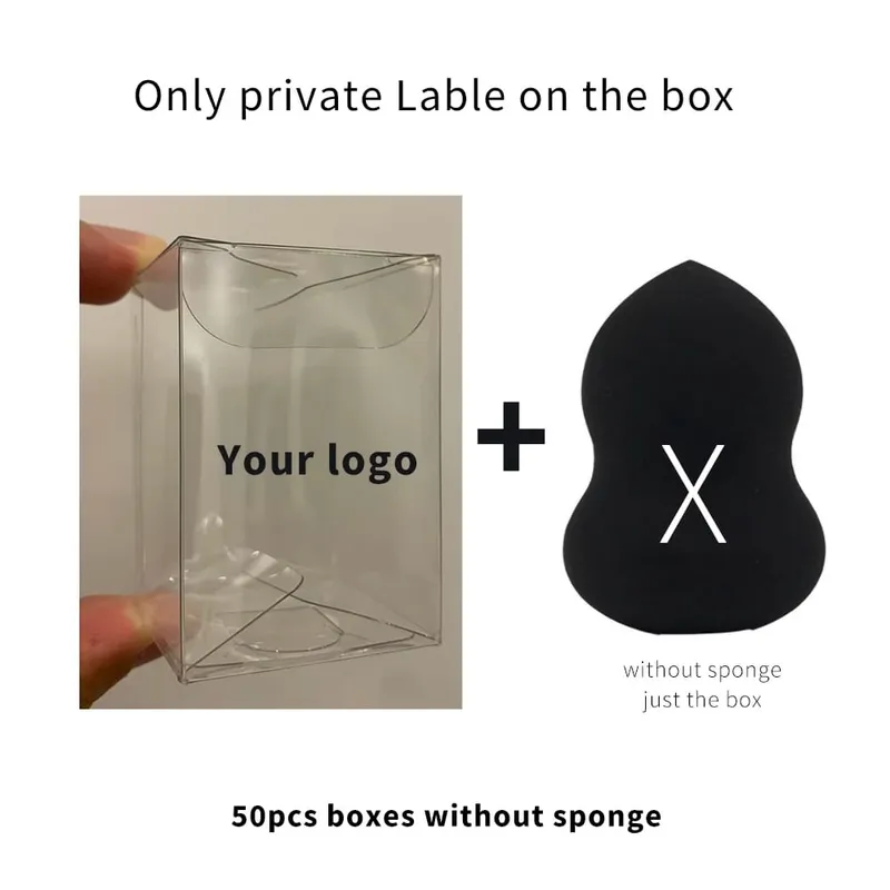 Custom Your Logo Cosmetics Beauty Sponge Latex Free and Vegan Makeup Black Sponge Set Powder Cream Liquid Application with Box