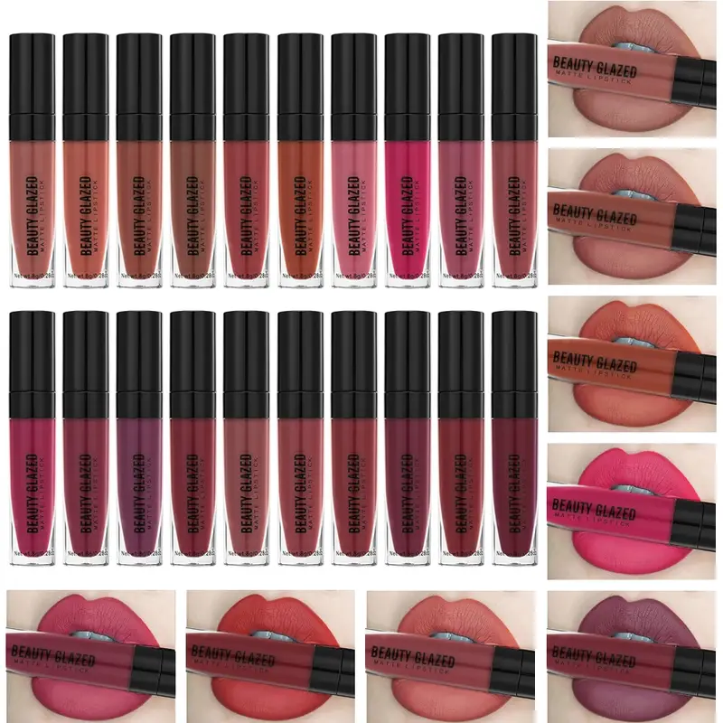 Beauty Glazed 20 Colors Long Lasting Waterproof Matte Lipstick Lip Tint Smooth Lightweight Lip Makeup — image 2