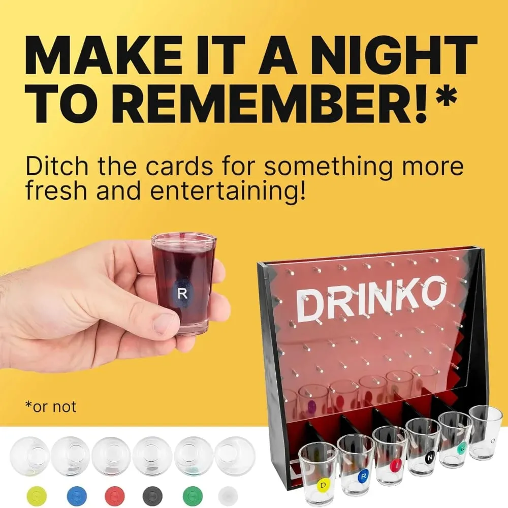 Drinko Drinking Game Social Shot Glass Party Fun for Groups & Couples - Multicolor Glass Shots Durable Board with Metal Pegs — image 6