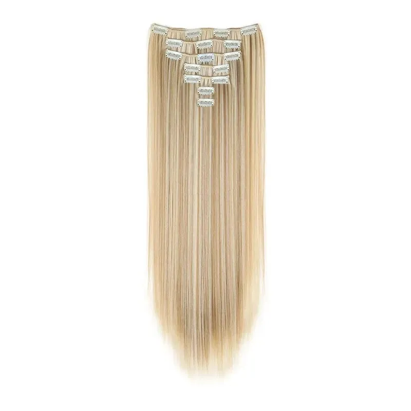 Synthetic 7 Pcs/Set Clip in Hair Extensions Natural Soft Hair Extensions 24 Inch Premium Long Straight Hairpieces for Women — image 16