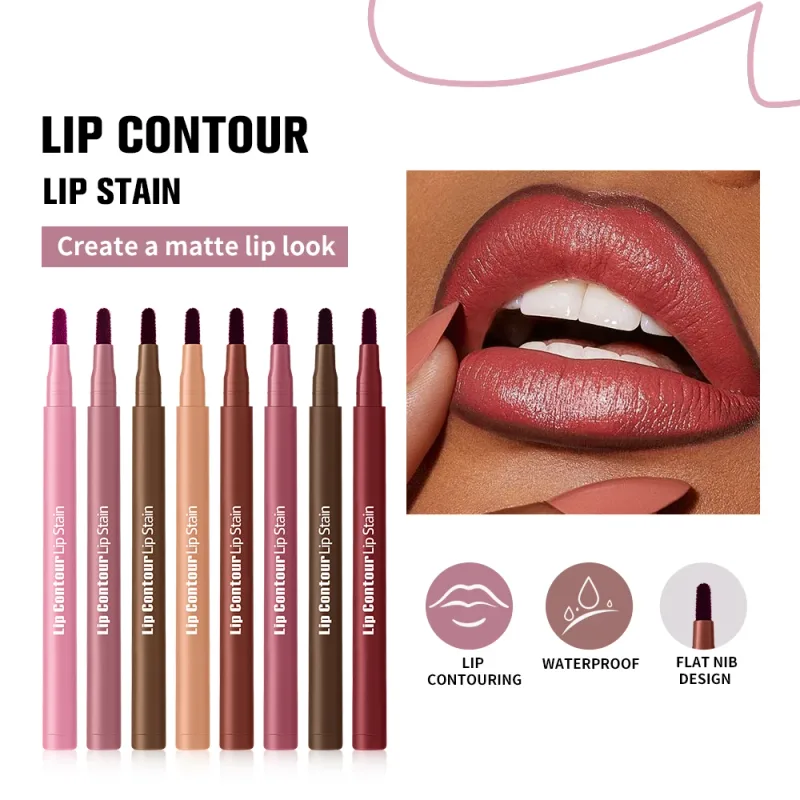 Waterproof 2 In 1 Lip Stain And Liner Pen Long Lasting Smudge Proof Kiss Proof Transfer Resistant 8 Colors Makeup Lip Pencil — image 4