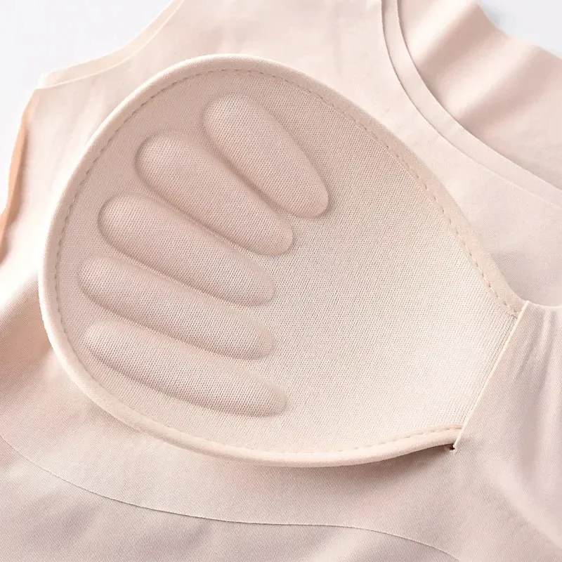 Ice Silk Tank Top Wireless Padded Lingerie Push Up Seamless Padded Vest Crop Top Tee Camisole Feminino Sleep Cami Soutien Gorge — image 4