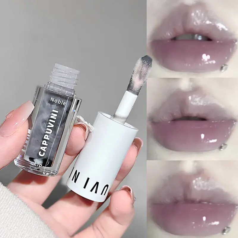 Clear Transparent Grey Purple Lip Gloss Hydrating Drying Lips Mirror Lip Glaze Tint Plumper Moisturizing Crystal Lip Oil Makeup — image 2