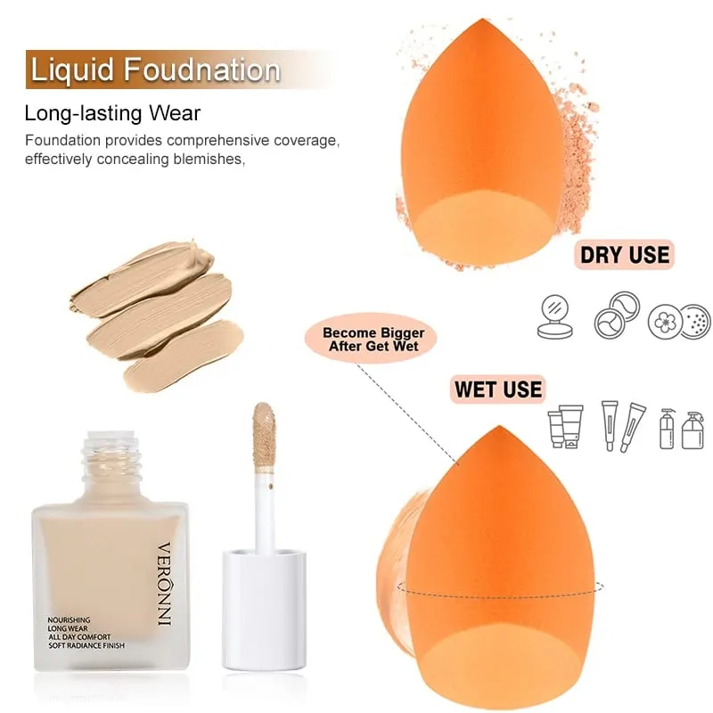 Face Makeup Set Liquid Foundation Loose Powder Primer Waterproof Long-lasting Full Coverage Concealer Women Cosmetics FaceMakeup — image 4