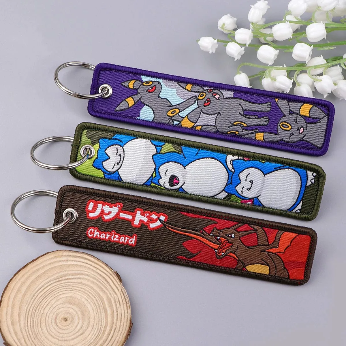 Japanese Anime Elf Monsters Keychain for Cars Backpack Key Holders Embroidery Keyrings Key Tag Jet Tag Accessories Gifts 1pcs — image 4