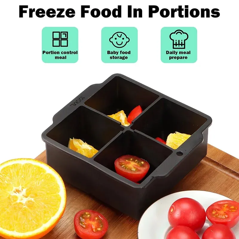 Silicone Large Ice Molds 2 Inch Big Ice Cube Trays with Removable Lid BPA-Free Easy Release and Stackable Flexible Ice Cube Tray — image 7