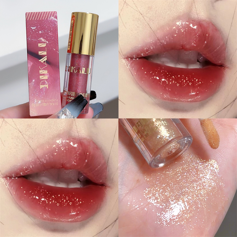 Pearl Diamond Glitter Lip Glaze Long-lasting Moisturizing Plumping Gloss Lip Tint Oil Makeup Mirror Water Light Liquid Lipsticks