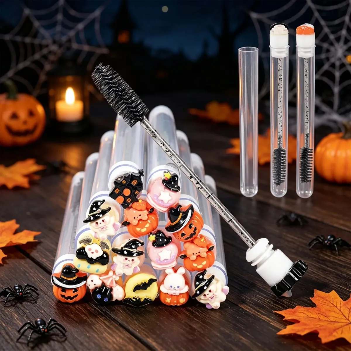20Pcs Spooky Halloween Eyelash Brush Tube Reusable Mascara Wand Spoolie Lash Extension Tools Eyebrow Makeup Brushes Festive Gift — image 4