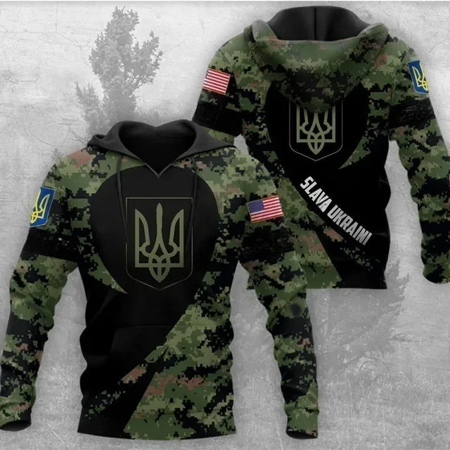 New Ukrainian national emblem Canada Flag Camo printed hoodies 3D Men Women casual pullover military hooded Sweatshirt clothing — image 9