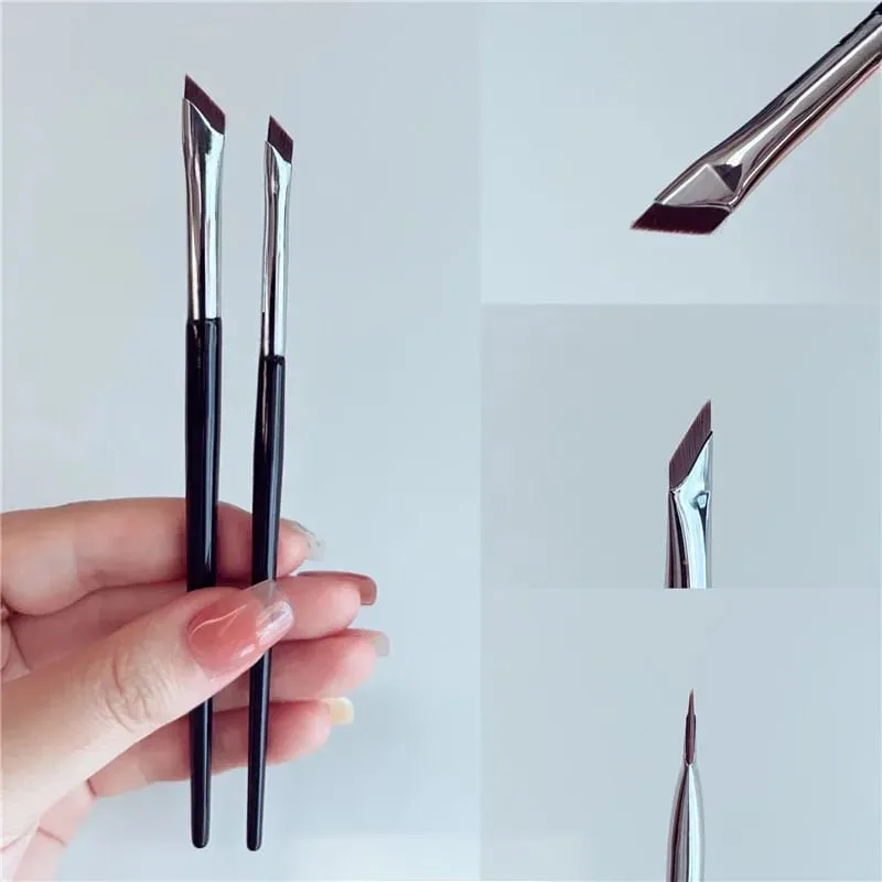 2pcs Angled Tip Eyeliner Brush Ultra Thin Fine Eyebrow Brush Flat Curved Eyeliner Brushes Thin Angled Eyeliner Makeup Tools — image 1