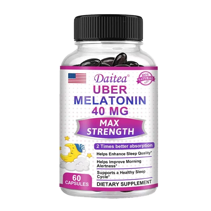 Daitea Super Melatonin Capsules-40mg Contain Vitamin C Help You Fall Asleep Faster Relieve Insomnia and Improve Sleep Quality — image 10