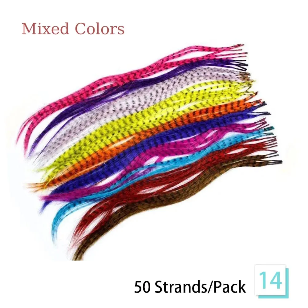 Synthetic Feather Hair Extensions 16 Inches 50strands/pack Colored Hair Extensions Colorful Hair Feathers Extensions For Women — image 20