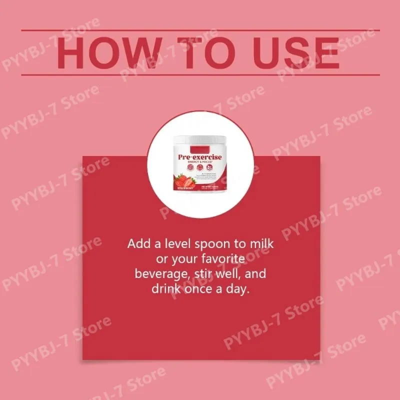 Pre-Workout-Pulver, Energie- und Fokusunterstützung, Unterstützung der Muskelregeneration, Erdbeergeschmack, tägliche Gesundheitspflege, 300 g — image 6