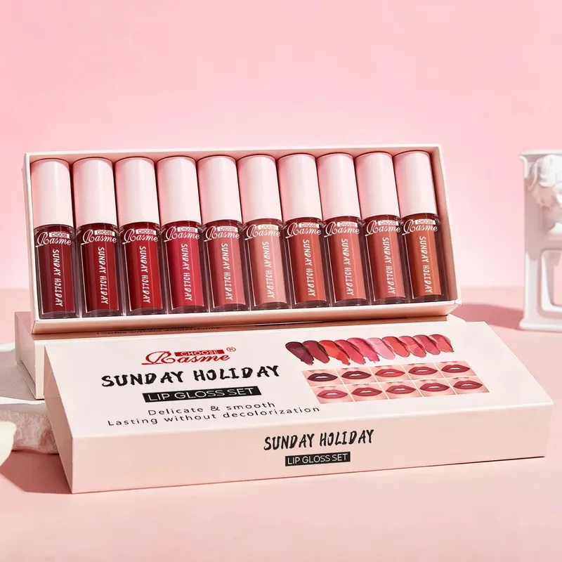 10 Color Mouth Red Lip Glaze Makeup Set Exquisite Practical Portable Lipgloss Lipstick Set Valentine's Day Gift — image 3