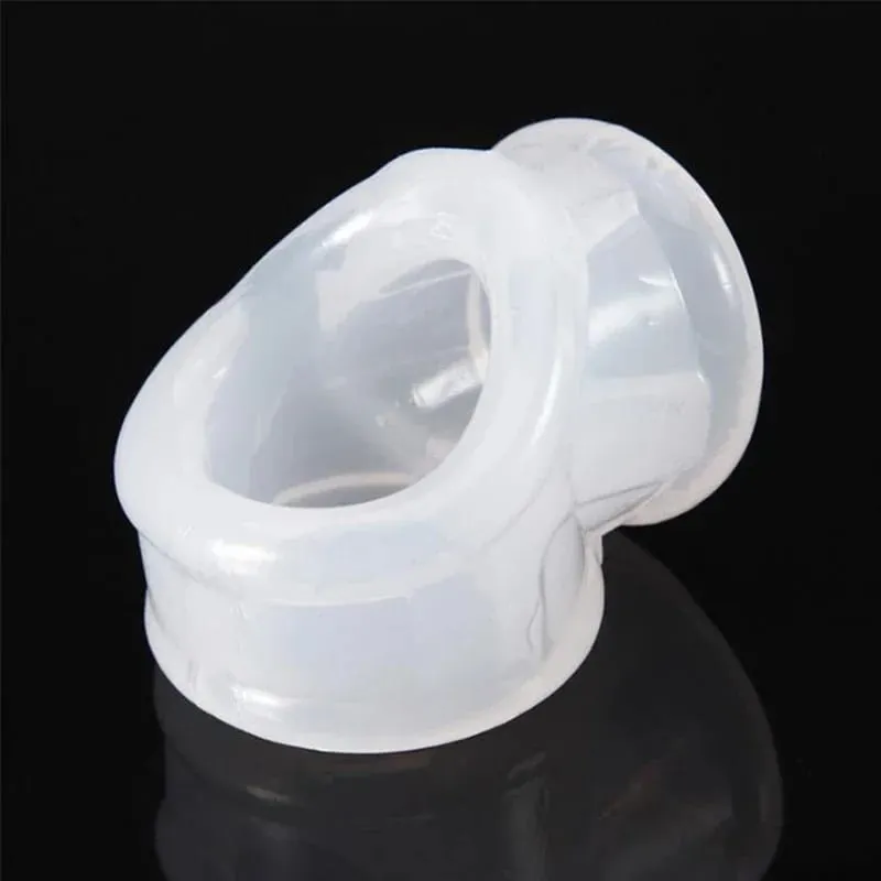 Male Silicone Ball Stretcher Scrotum Testicle BDSM Bondage Time Delay Sleeve Cock Penis Rings Adult Chastity Slave Sex Toys Men — image 11