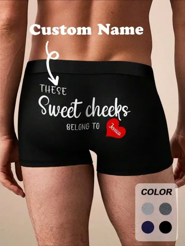 Boxer da uomo con nome personalizzato Boxer in cotone personalizzati con nome sul retro, regalo per lui, marito, fidanzato, compleanno, San Valentino