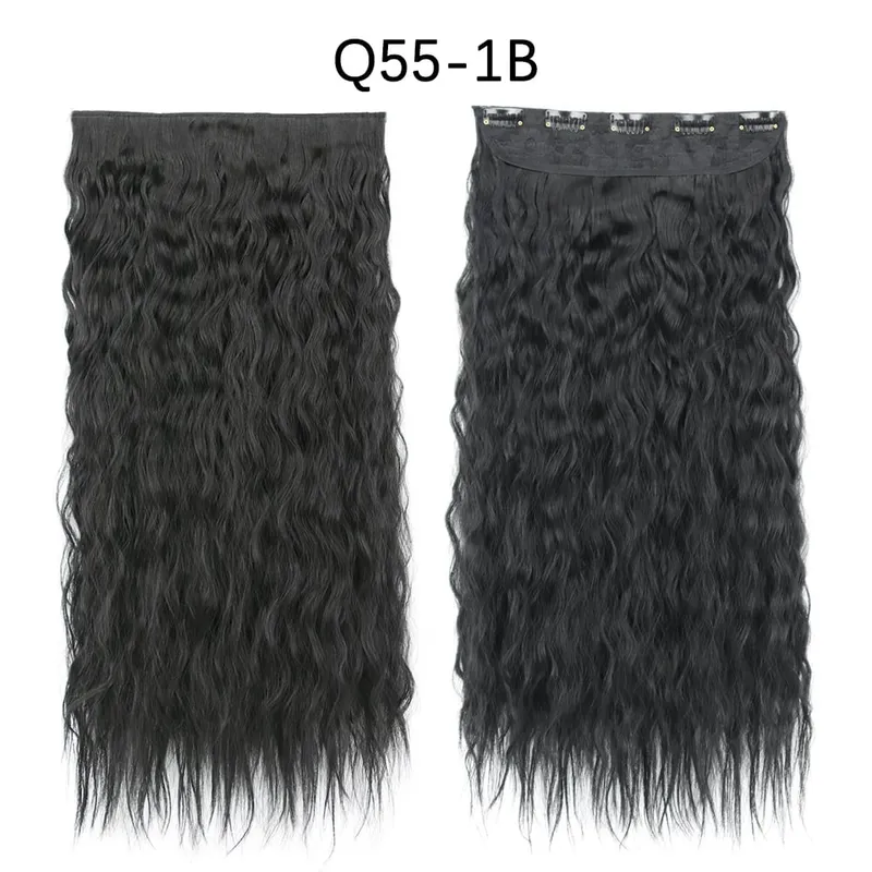 Azqueen Long Synthetic Water Wavy Clips Extension Hairpiece on 5 Clip-in Hair Ombre Brown Tail Blonde Fack Hair