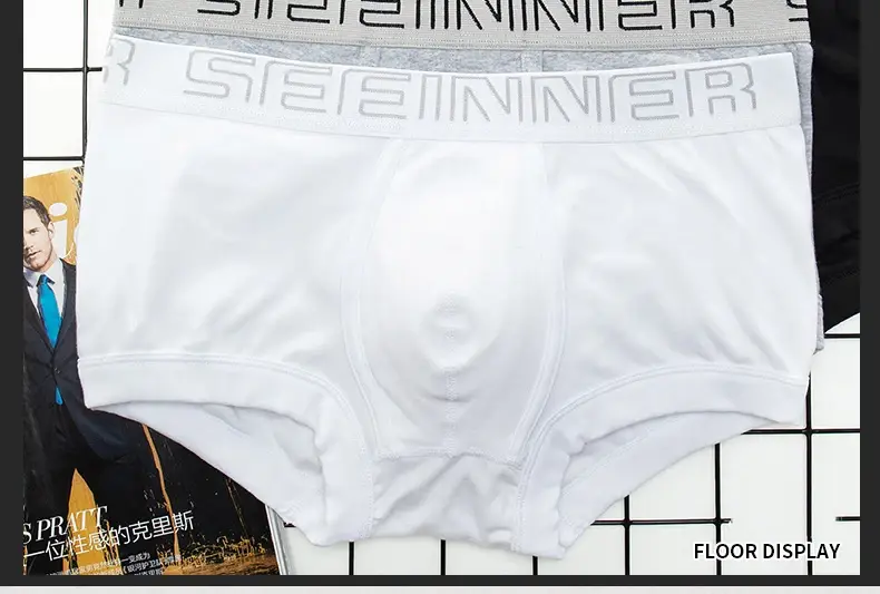 Seeinner رجل سراويل بوكسر القطن U محدب الحقيبة الملابس الداخلية لينة مريحة السروال Cueca Masculina M-XXL أسود أبيض رمادي — image 8