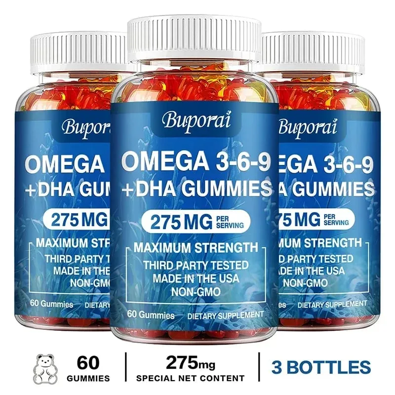 Omega 3 6 9 + DHA Gummies - Brain Health Enhances Concentration Memory Improves Blood Circulation Eye Support