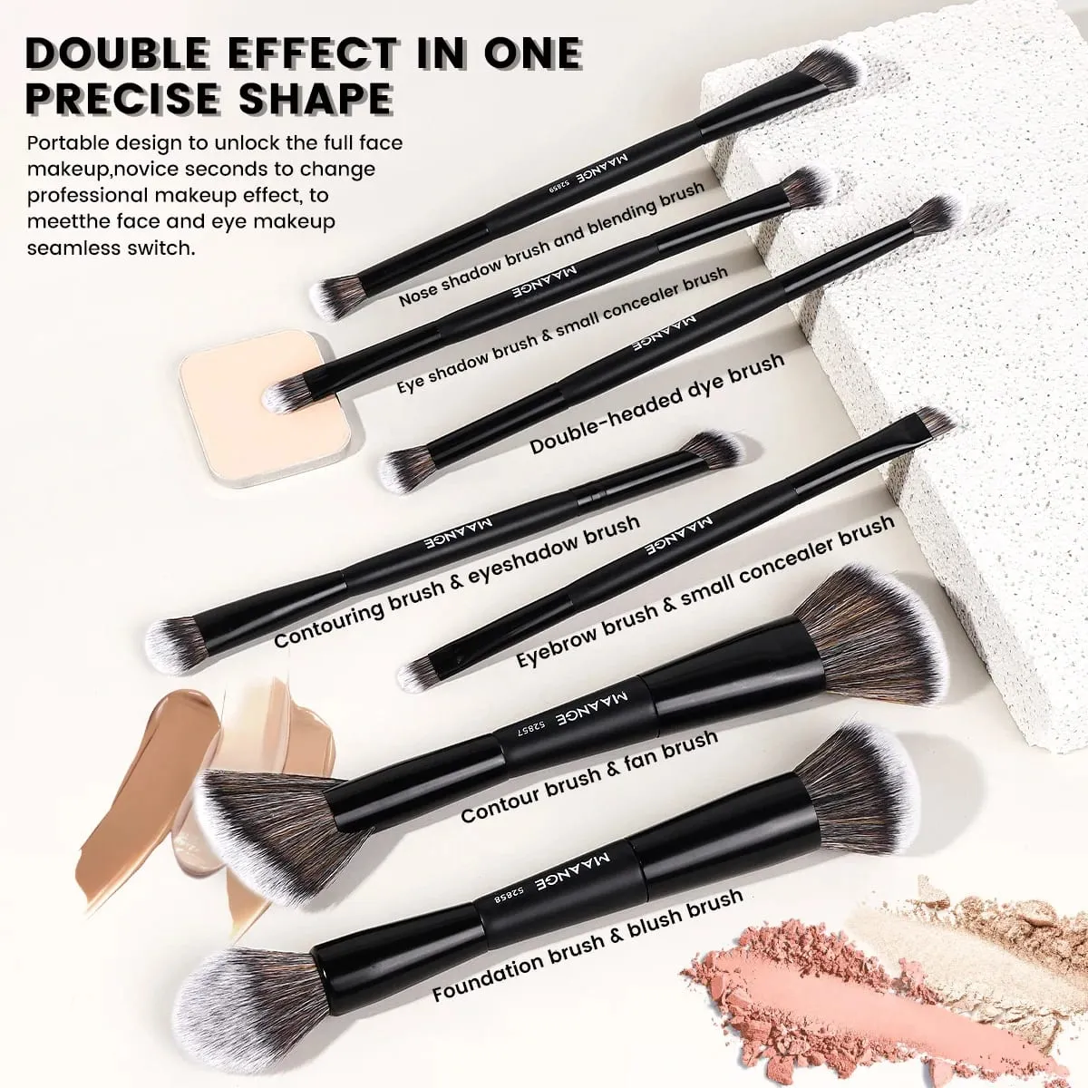 7pcs Professional Dual-ended Makeup Brushes Soft Dense Hair for Foundation Powder Blush Eyeshadow Makeup Accessories Gift — image 3