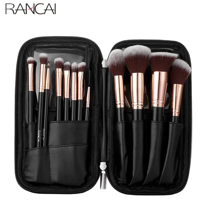New 12pcs Black Cylinder Makeup Brush Set Black Gold Eyeshadow Brushes Multifunctional Makeup Tools — image 6