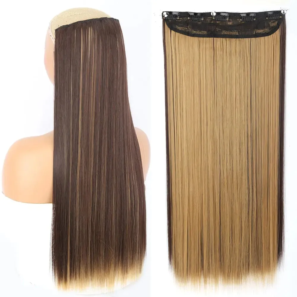 Synthetic 5 Clip In Hair Extensions Long Straight Hairstyle Hairpiece Black Brown Blonde 80CM Fake Hair — image 12