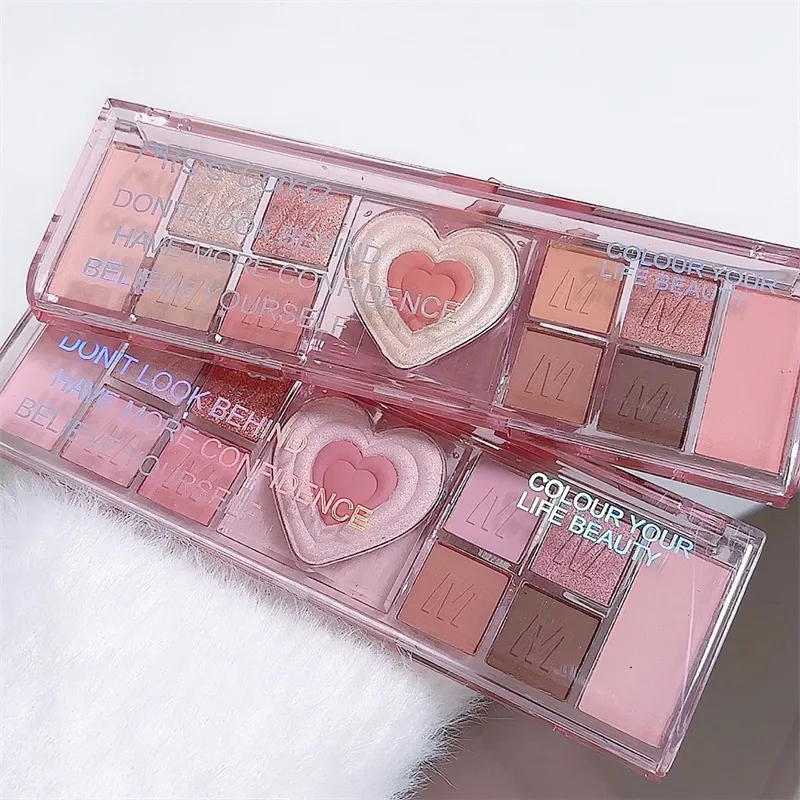 12Colors Love Heart Pink Eyeshadow Palette Natural Cool Tone Low Saturation Matte Eye Shadow Pallet Brown Korean Makeup Cosmetic — image 6