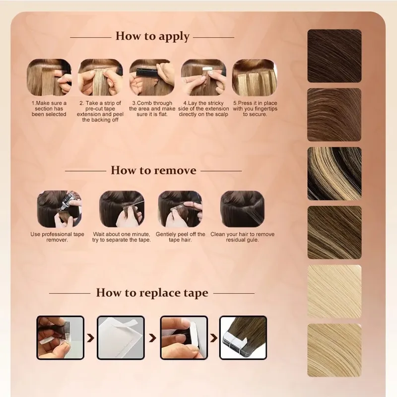 Fita loira em extensões de cabelo humano platina #60 fita de trama de pele reta sem emenda em extensões de cabelo humano real 50g