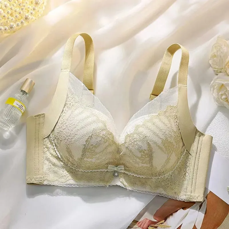 Women's Sexy Embroidered Lace Push-up Bra Breathable Adjustable Anti-sagging Lingerie without Empty Cup for Supportive Comfort — image 11