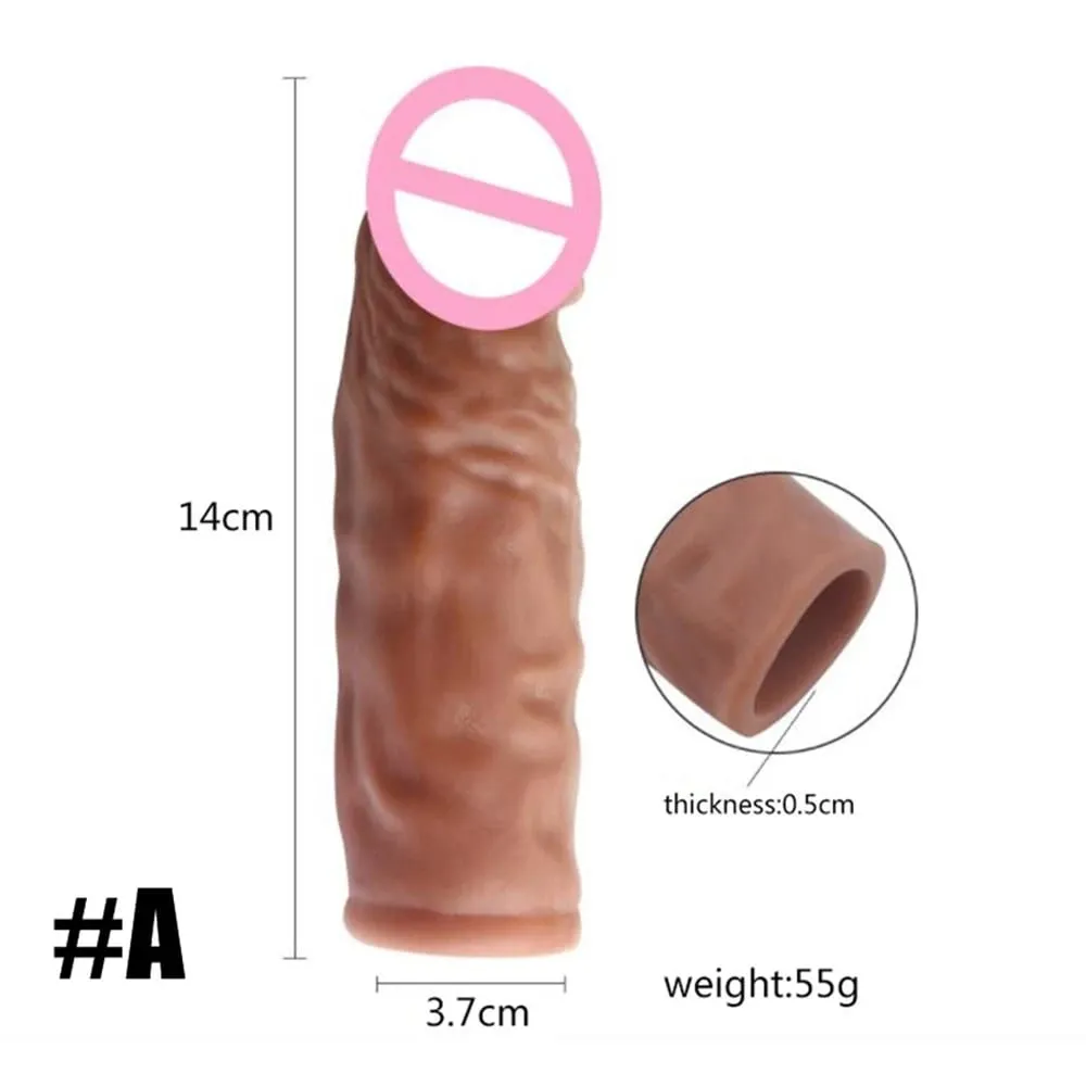 Realistisk Penis Extension Cock Sleeve Genanvendelig Silikone Penis Forstørrelse Forsinkelse Kondomer Til Mænd Dildo Enhancer Sexlegetøj Erotisk butik — image 3