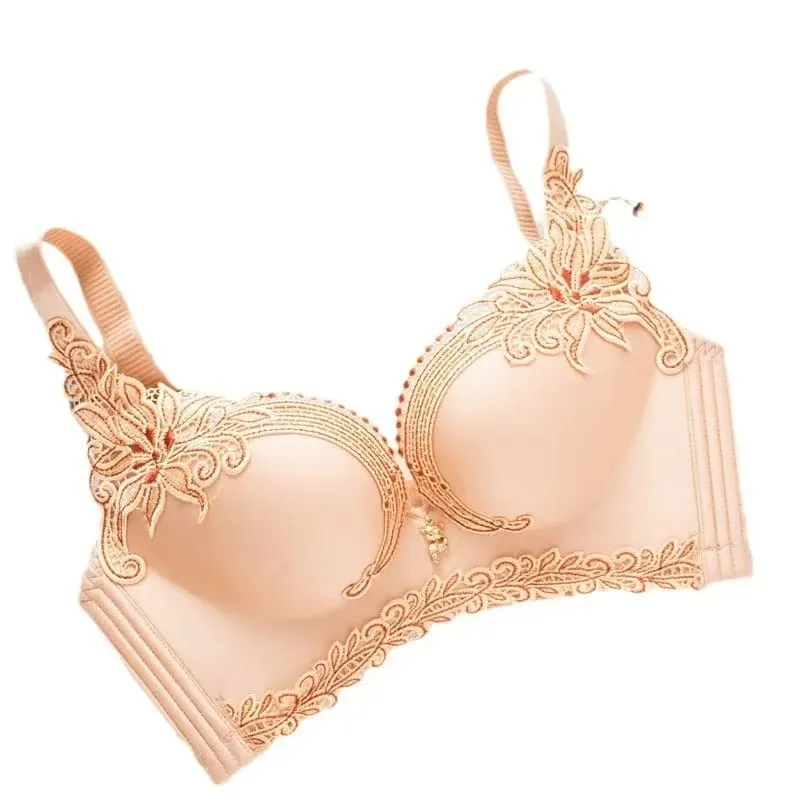 Adjustable Embroider Lace Lingerie Non-underwire Bra Small Breasts Gathering Prevent Sagging Comfortable Bra — image 5