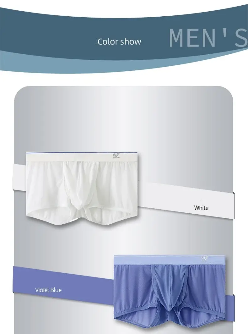 1 PCS Ice Silk Space Capsule Underwear Men's Compartment Solid Summer Breathable Ultra-thin Boxers Shorts Transparentes Hombre — image 7