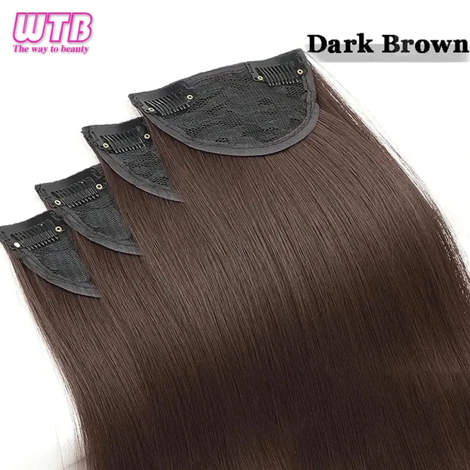 24inch Synthetic Hair Pads Invisible Seamless Clip In Hair Extensions 4 Pieces Set Invisible Straight Hair For Everyday Wear — image 9