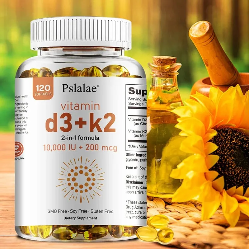 Vitamin D3 10000 IU with K2 200 Mcg 120 Soft-Gels | 2 in 1 Immune Support Healthy Muscle Function and Bone Health — image 2