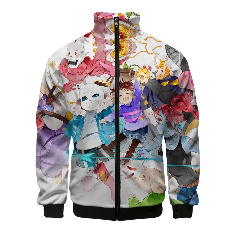 Luxuriöse beliebte Sans Undertale 3D-Druck-Reißverschluss-Raglanjacke Windjacke Jungen/Mädchen Bequeme Stehkragenjacken Mäntel