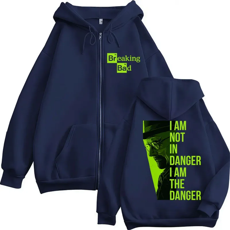 TV Series Breaking Bad Heisenberg Zip Up Hoodies I Am Not Danger I Am The Danger Men Women Tracksuit Loose Autumn Casual Coats — image 12